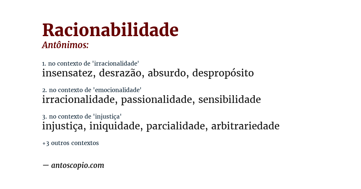 Antônimo de racionabilidade