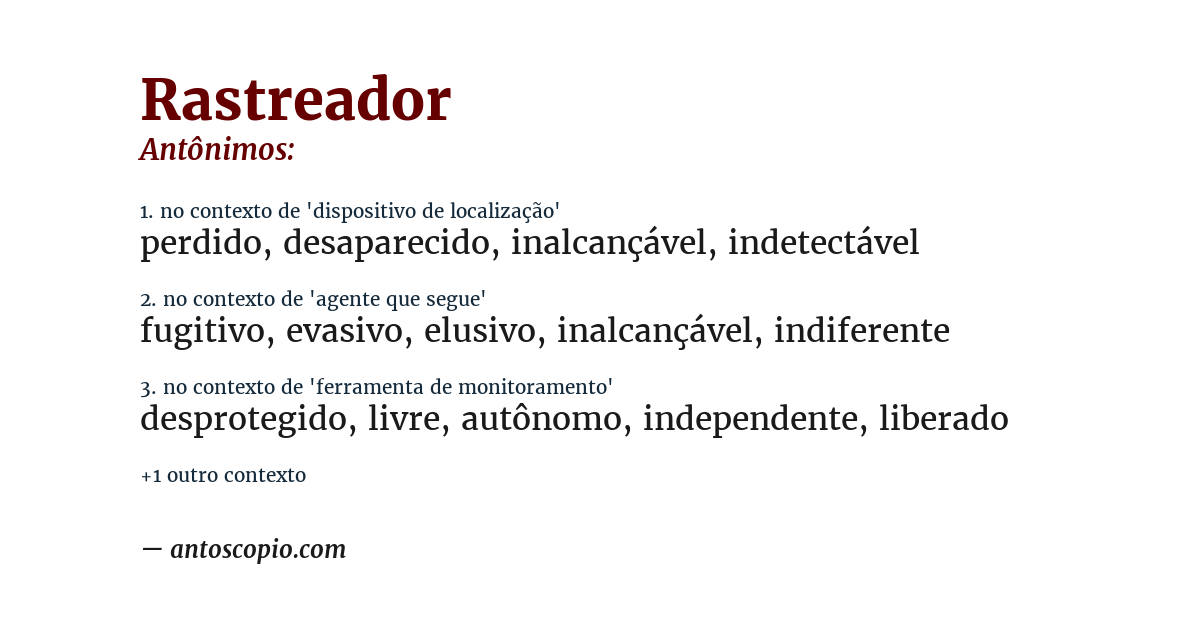 Antônimo de rastreador