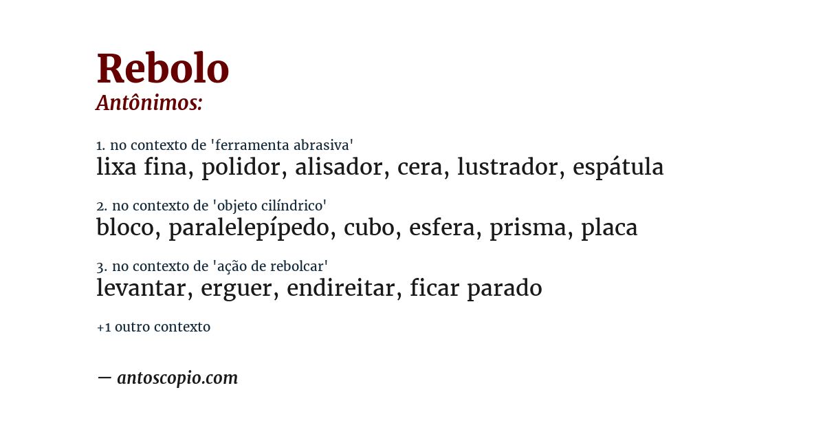 Antônimo de rebolo