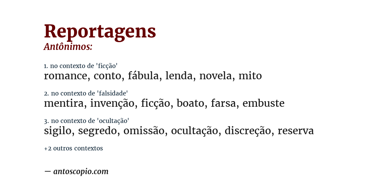 Antônimo de reportagens