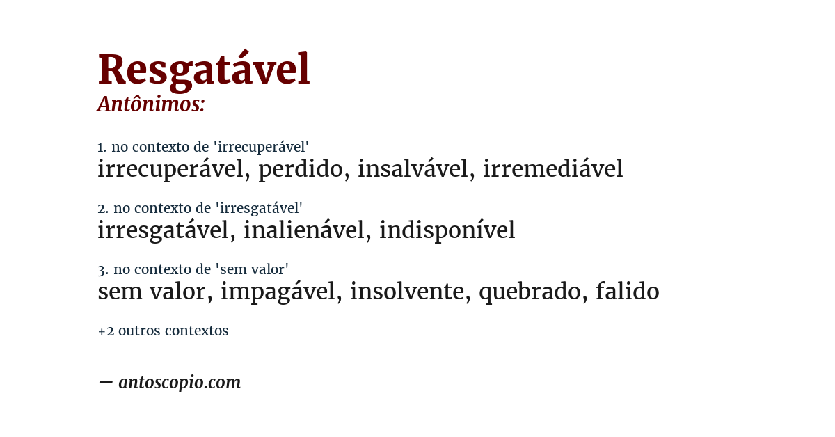 Antônimo de resgatável