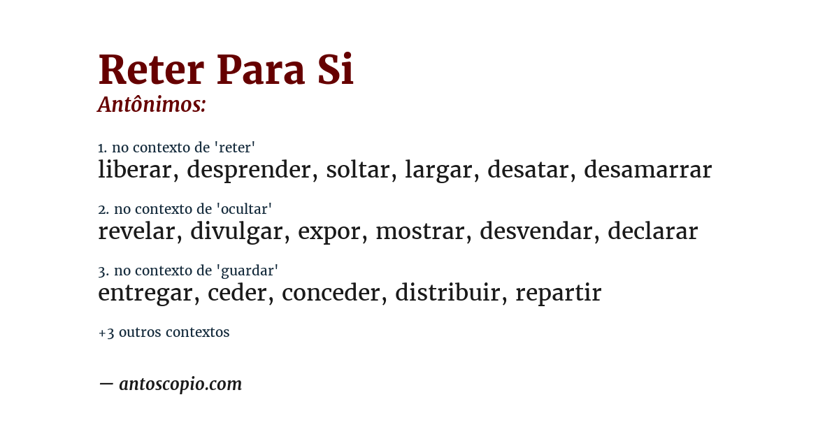 Antônimo de reter para si