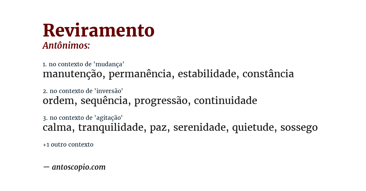 Antônimo de reviramento