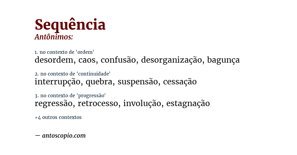 Antônimo de sequência