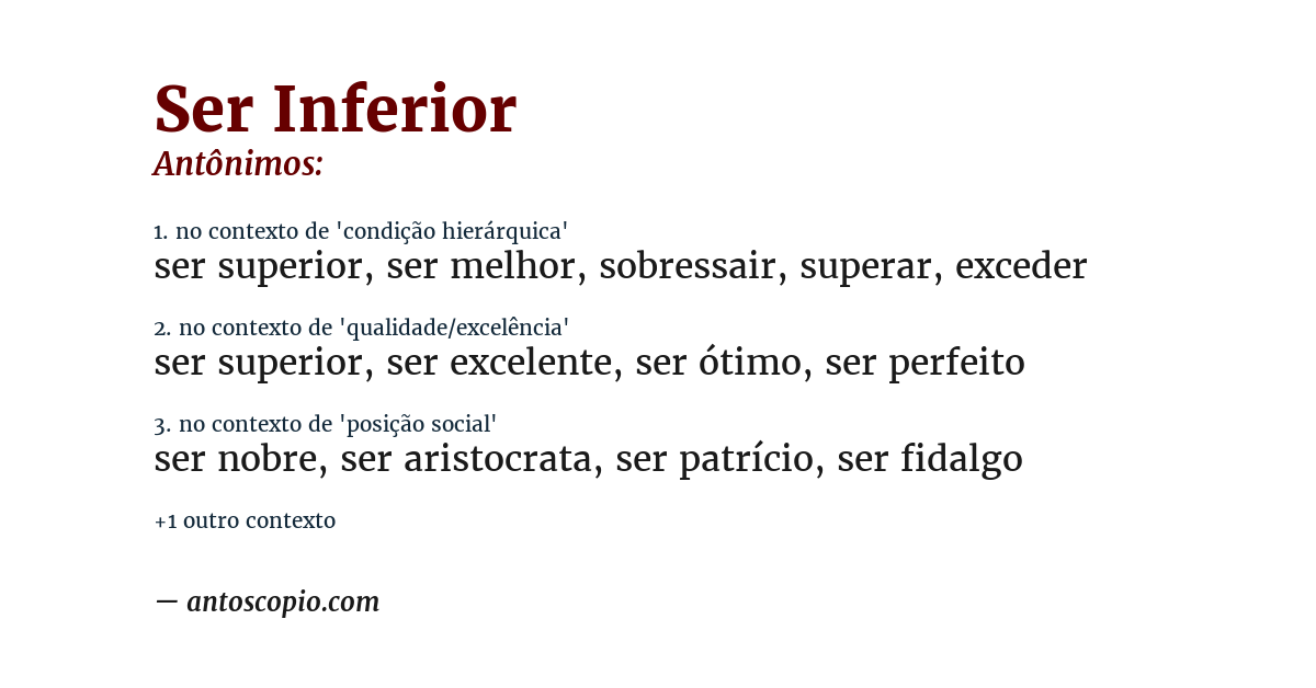 Antônimo de ser inferior