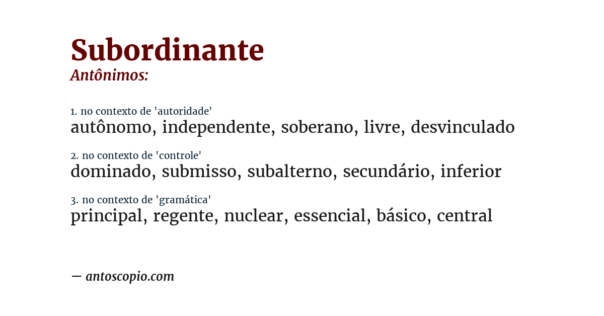Antônimo de subordinante