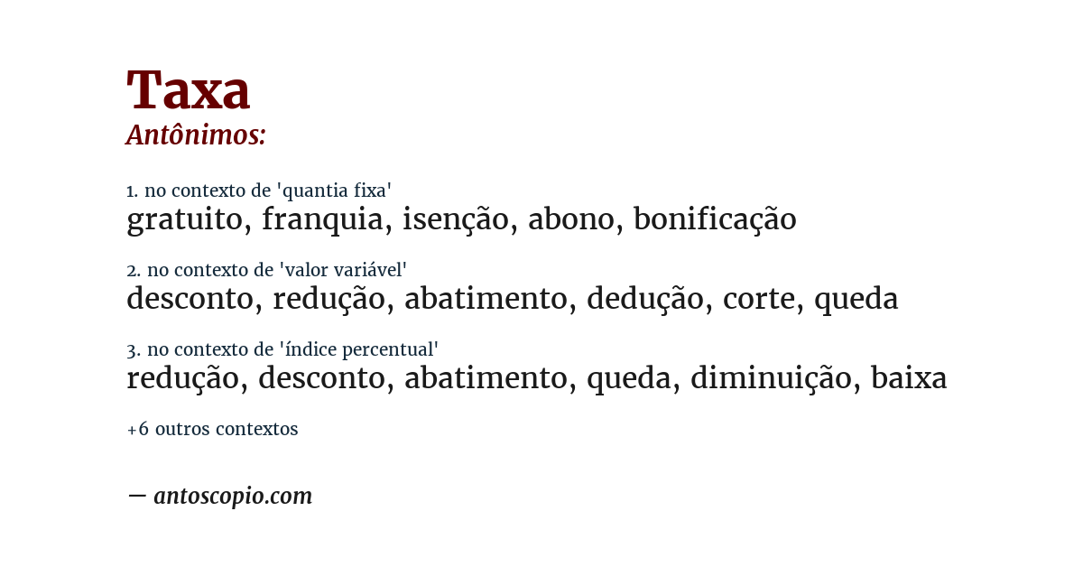 Antônimo de taxa
