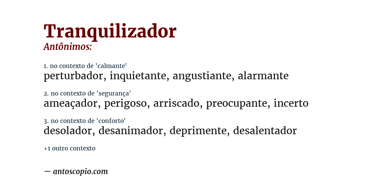 Antônimo de tranquilizador