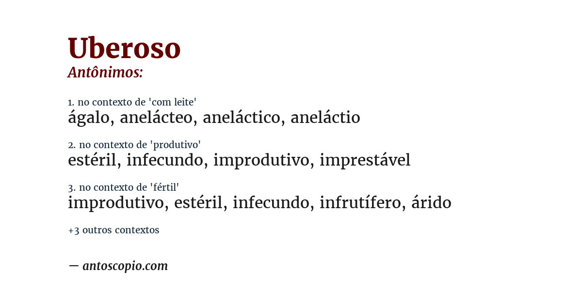 Antônimo de uberoso