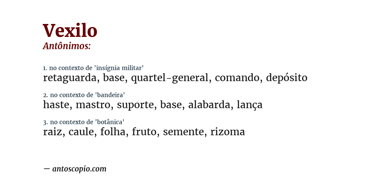 Antônimo de vexilo