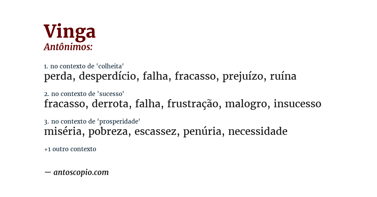 Antônimo de vinga