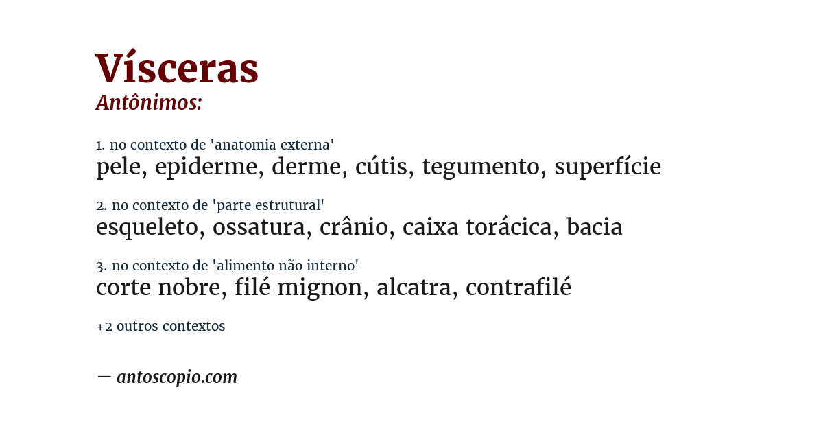Antônimo de vísceras