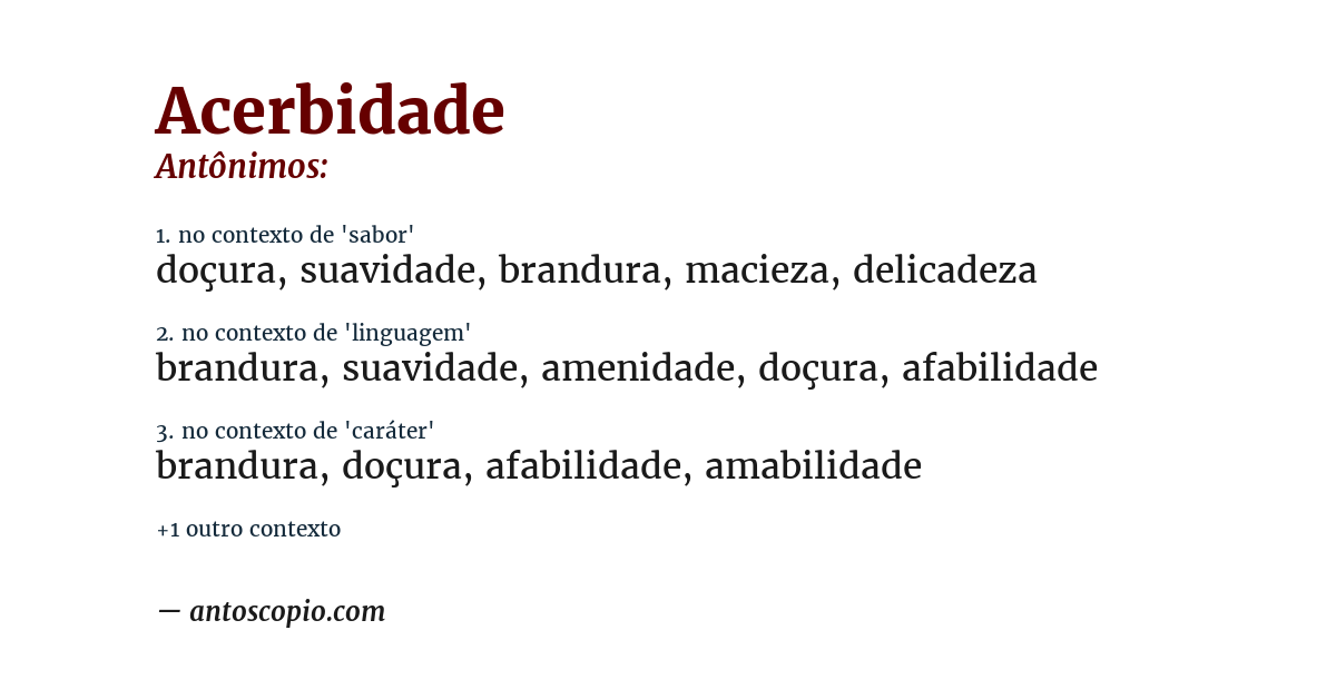 Antônimo de acerbidade