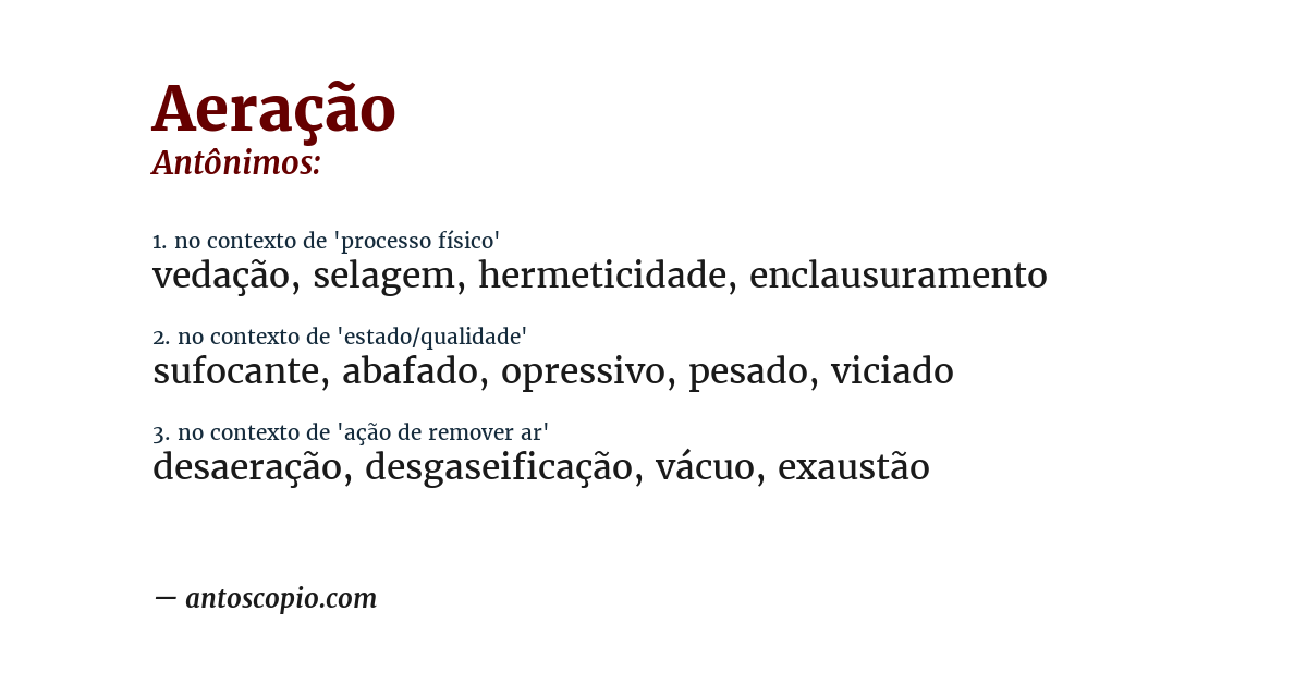 Antônimo de aeração
