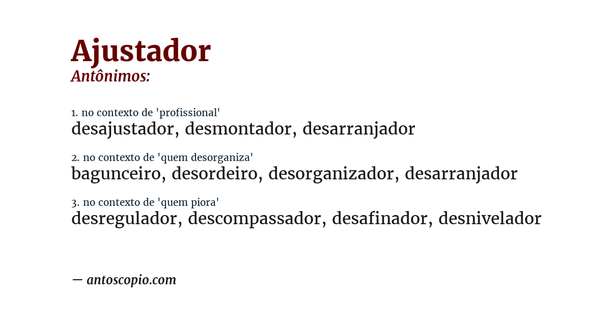 Antônimo de ajustador