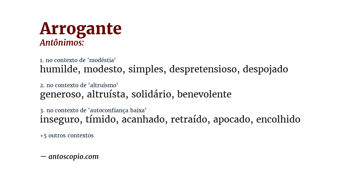 Antônimo de arrogante
