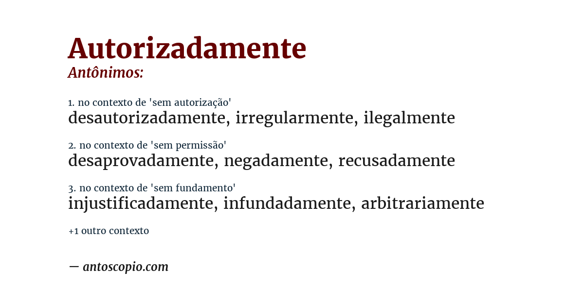 Antônimo de autorizadamente