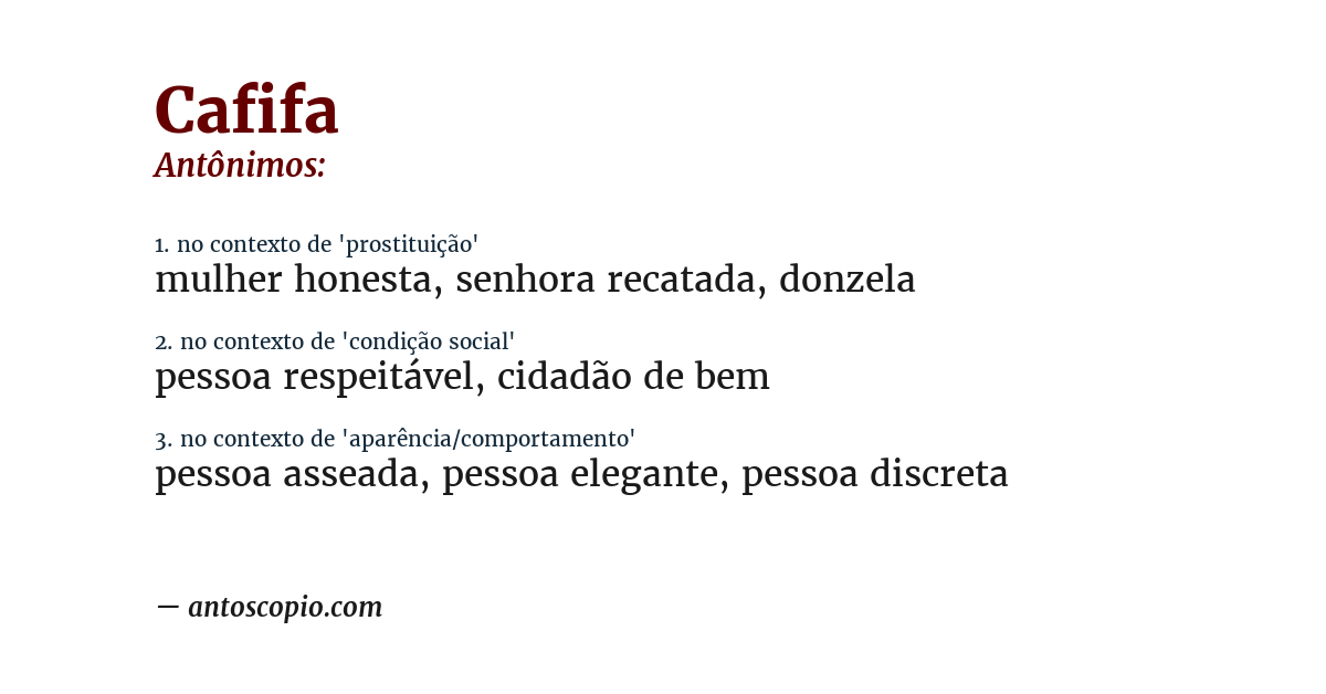 Antônimo de cafifa