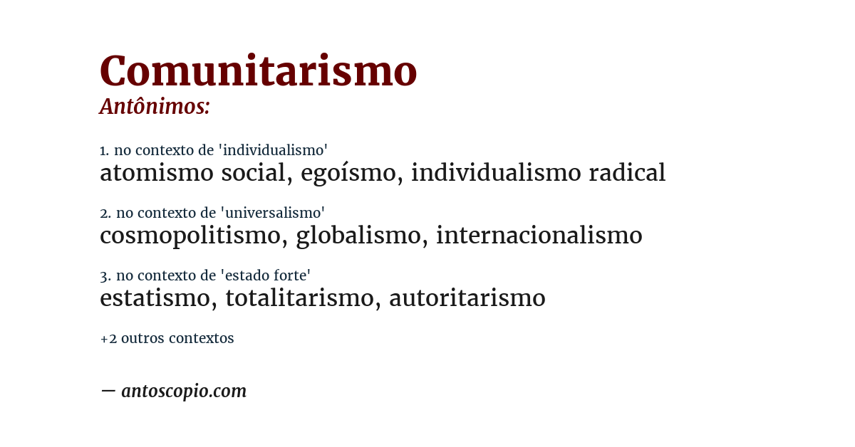 Antônimo de comunitarismo