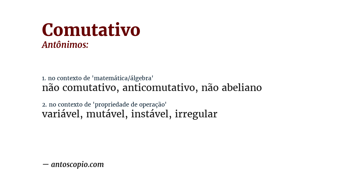 Antônimo de comutativo