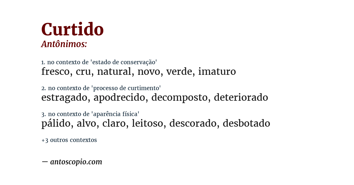 Antônimo de curtido