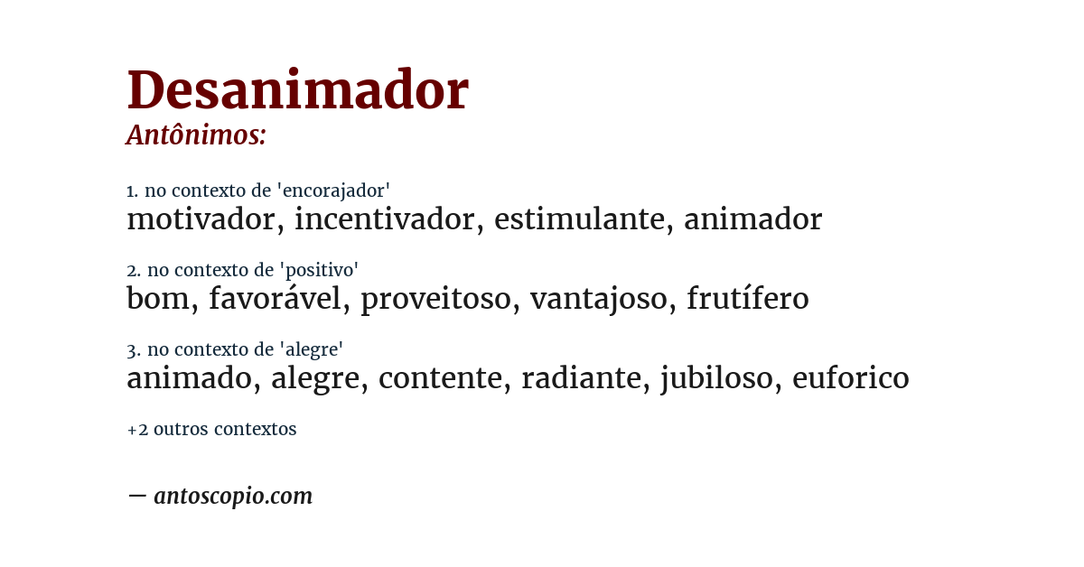 Antônimo de desanimador