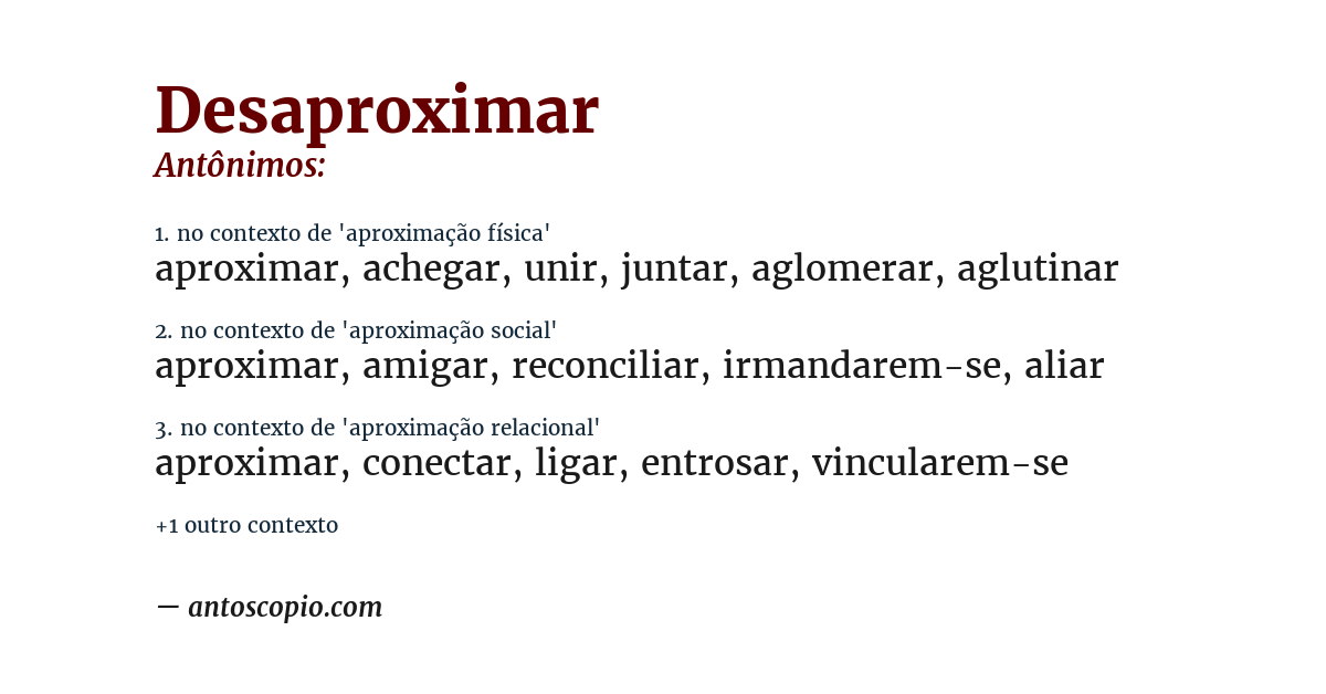 Antônimo de desaproximar