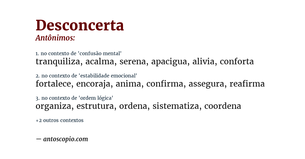 Antônimo de desconcerta