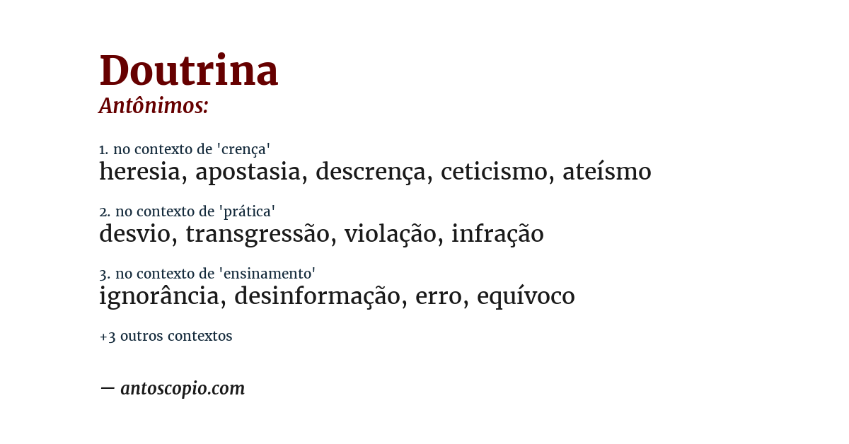 Antônimo de doutrina