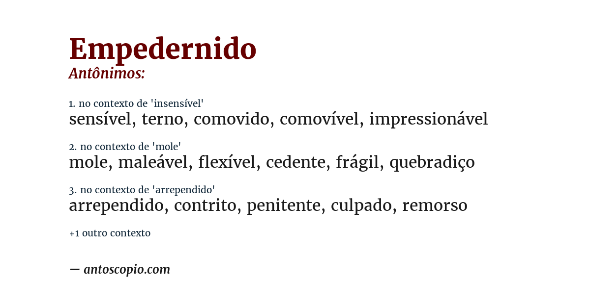 Antônimo de empedernido