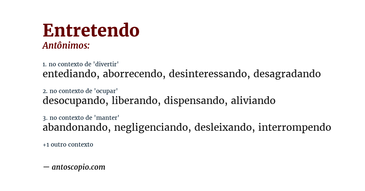 Antônimo de entretendo