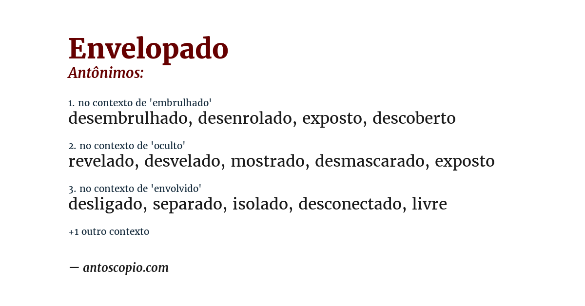 Antônimo de envelopado