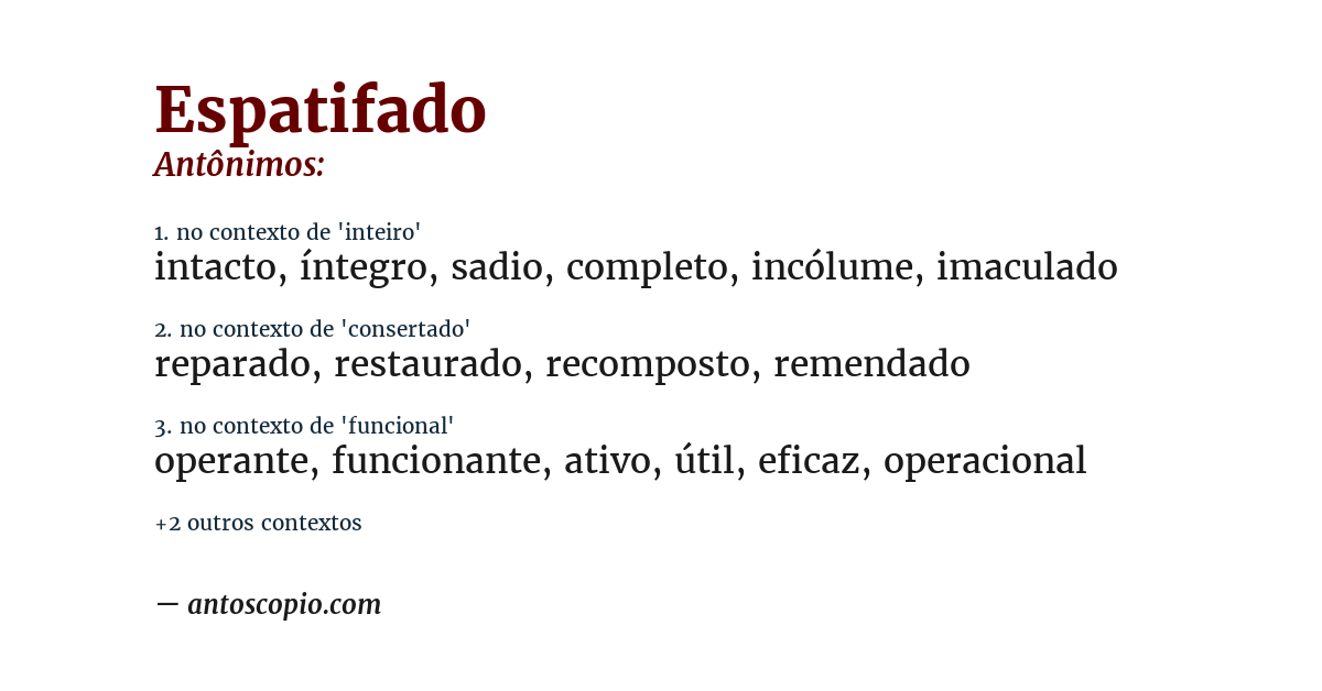 Antônimo de espatifado