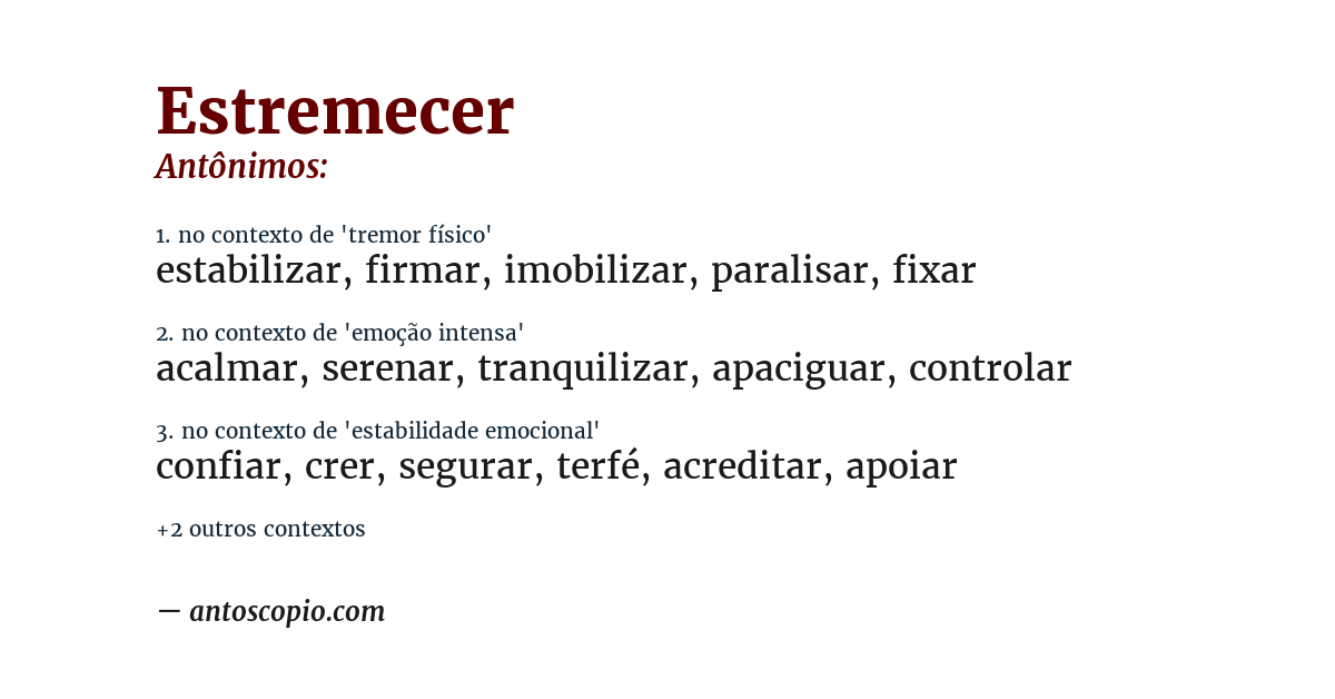 Antônimo de estremecer