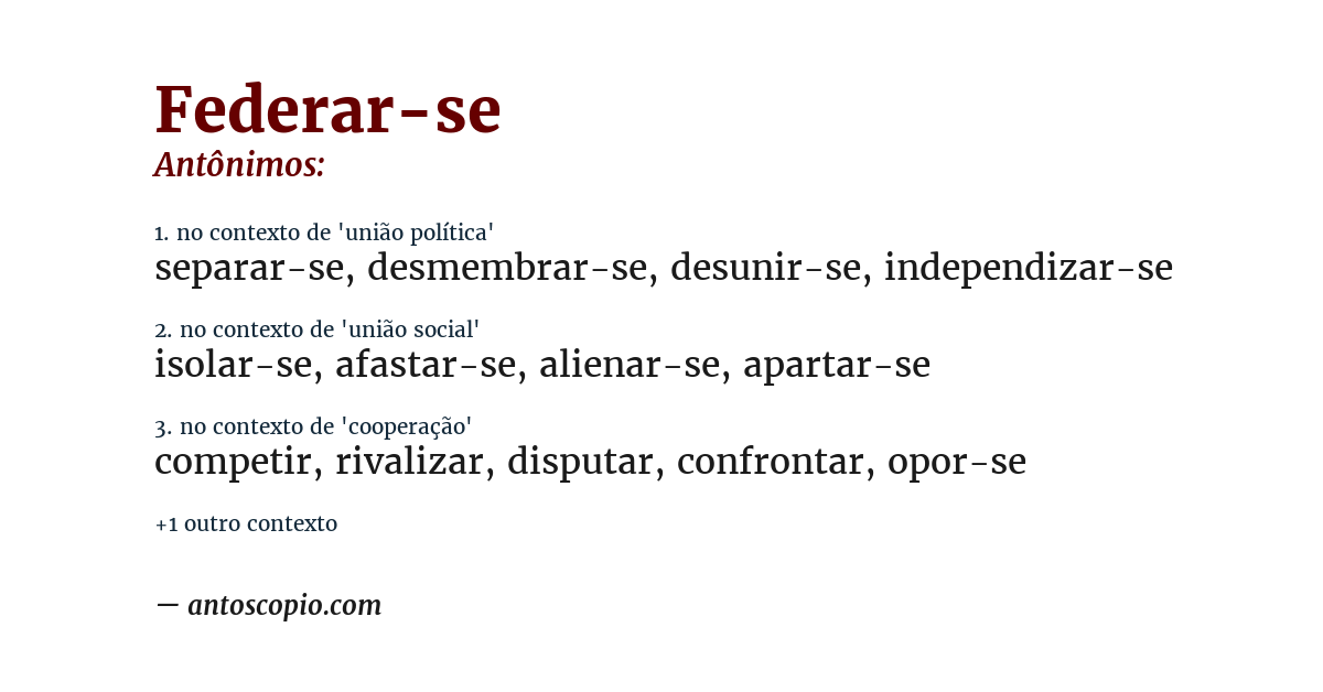 Antônimo de federar-se