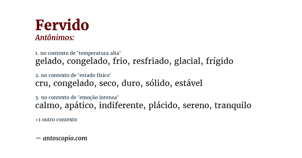 Antônimo de fervido