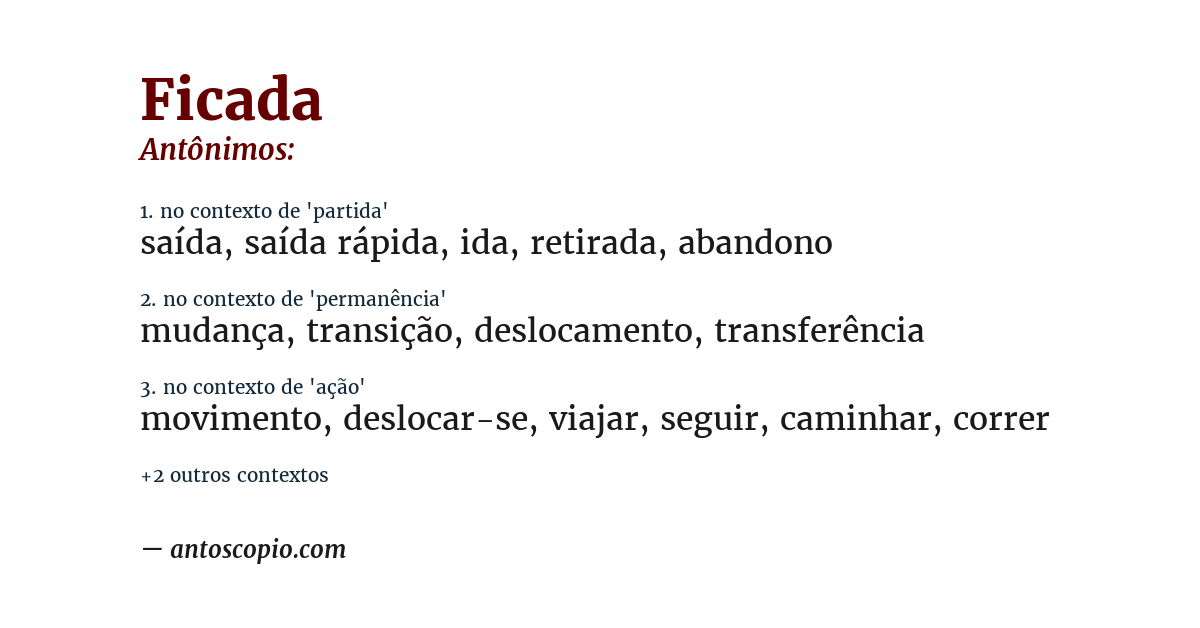 Antônimo de ficada