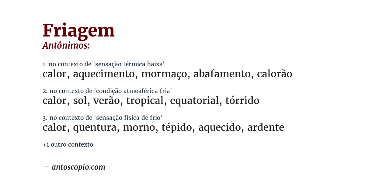 Antônimo de friagem