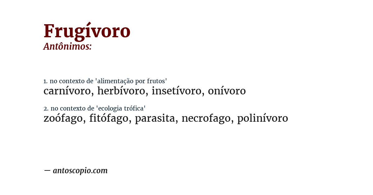 Antônimo de frugívoro