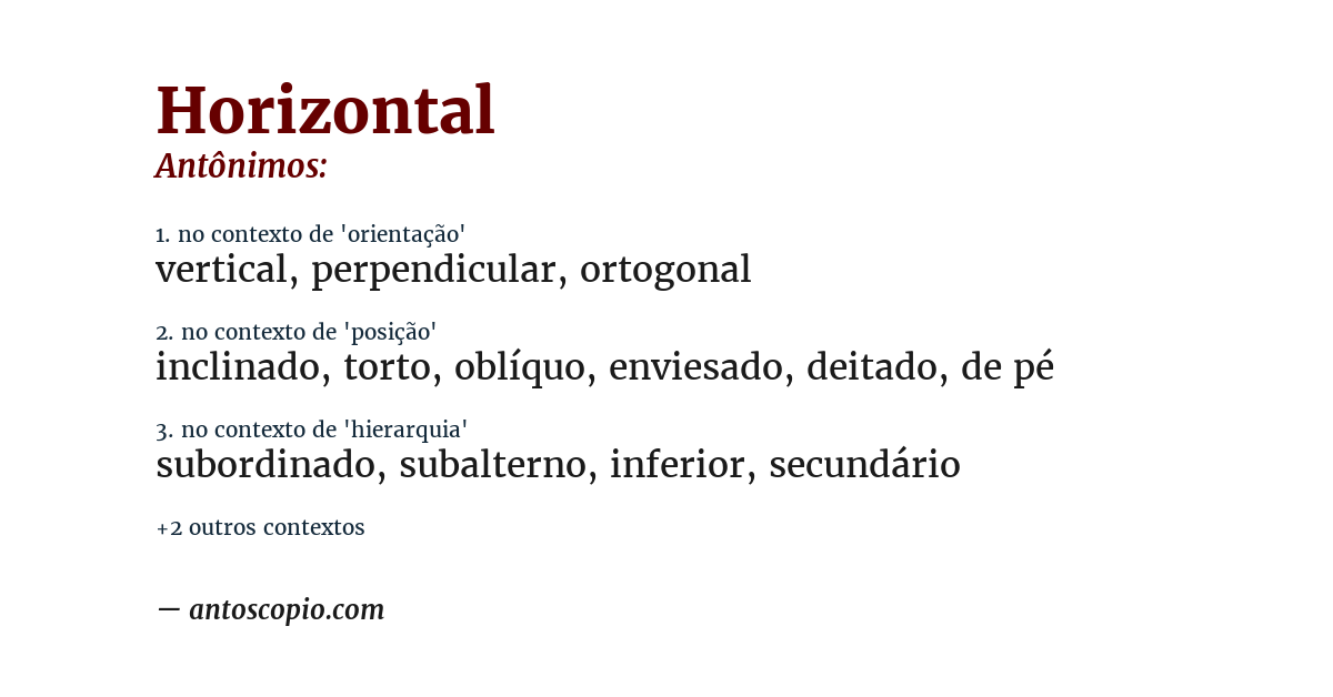 Antônimo de horizontal