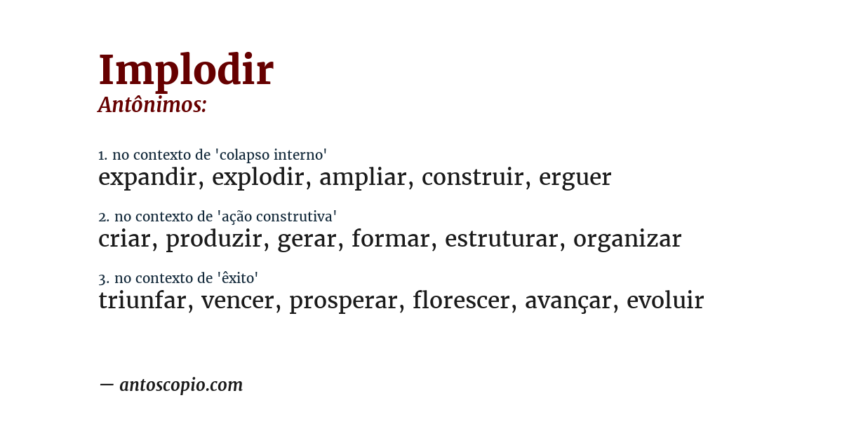 Antônimo de implodir