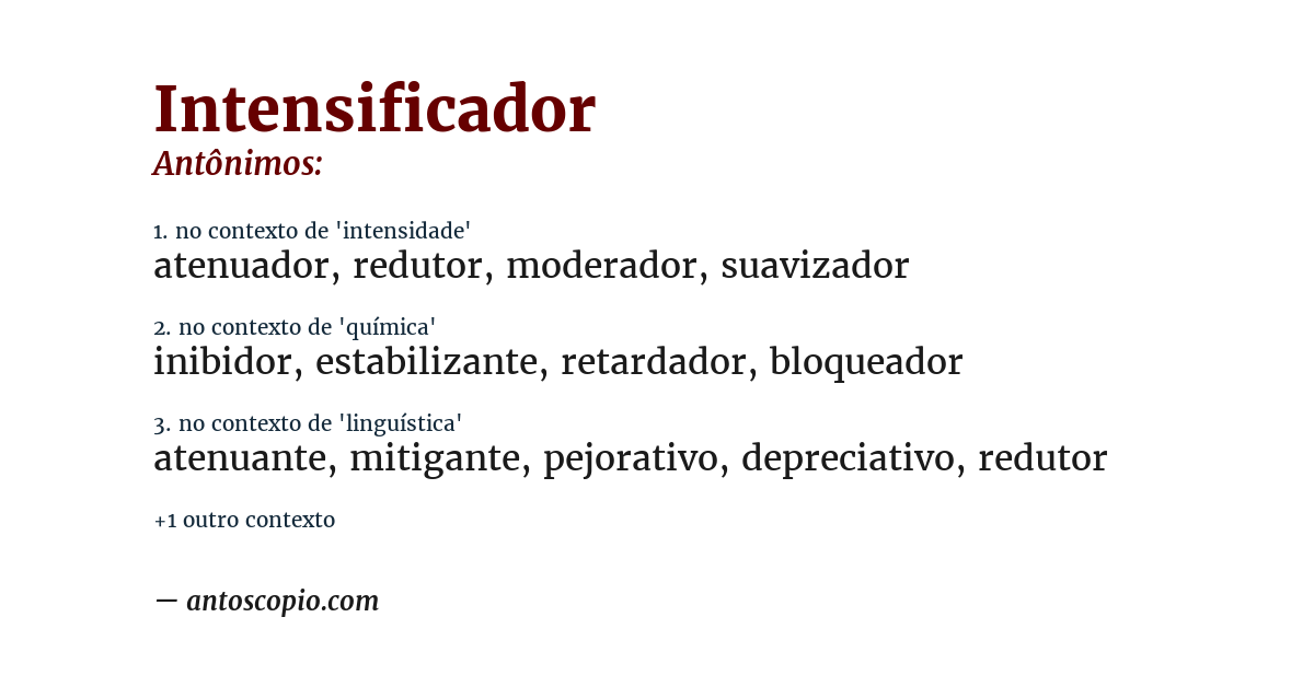 Antônimo de intensificador