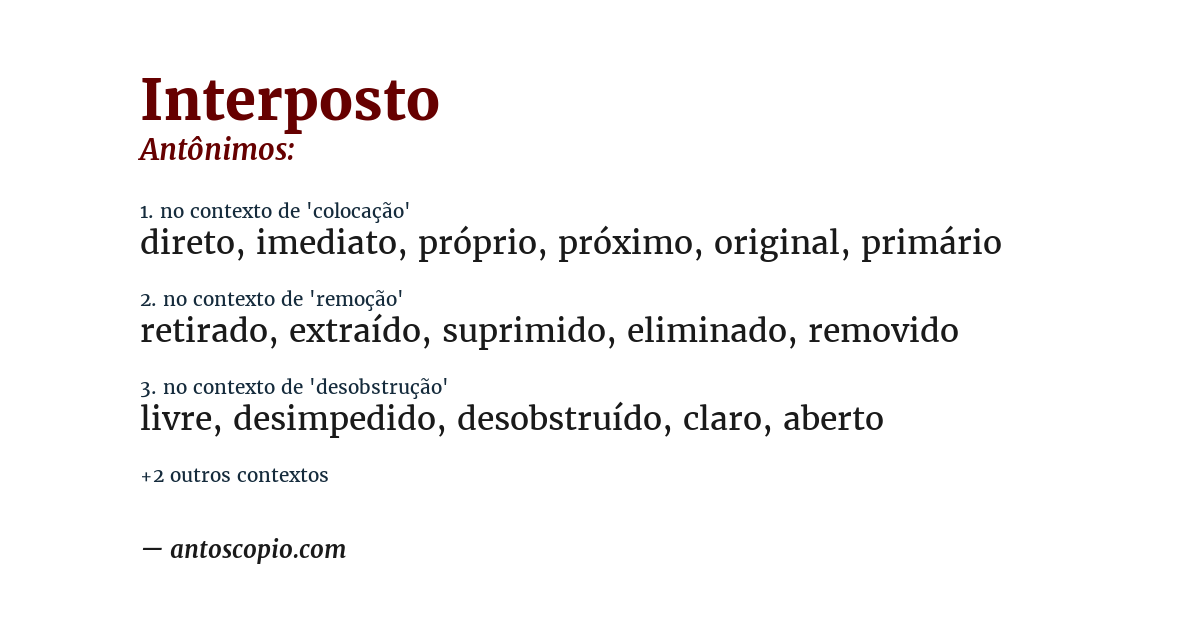 Antônimo de interposto
