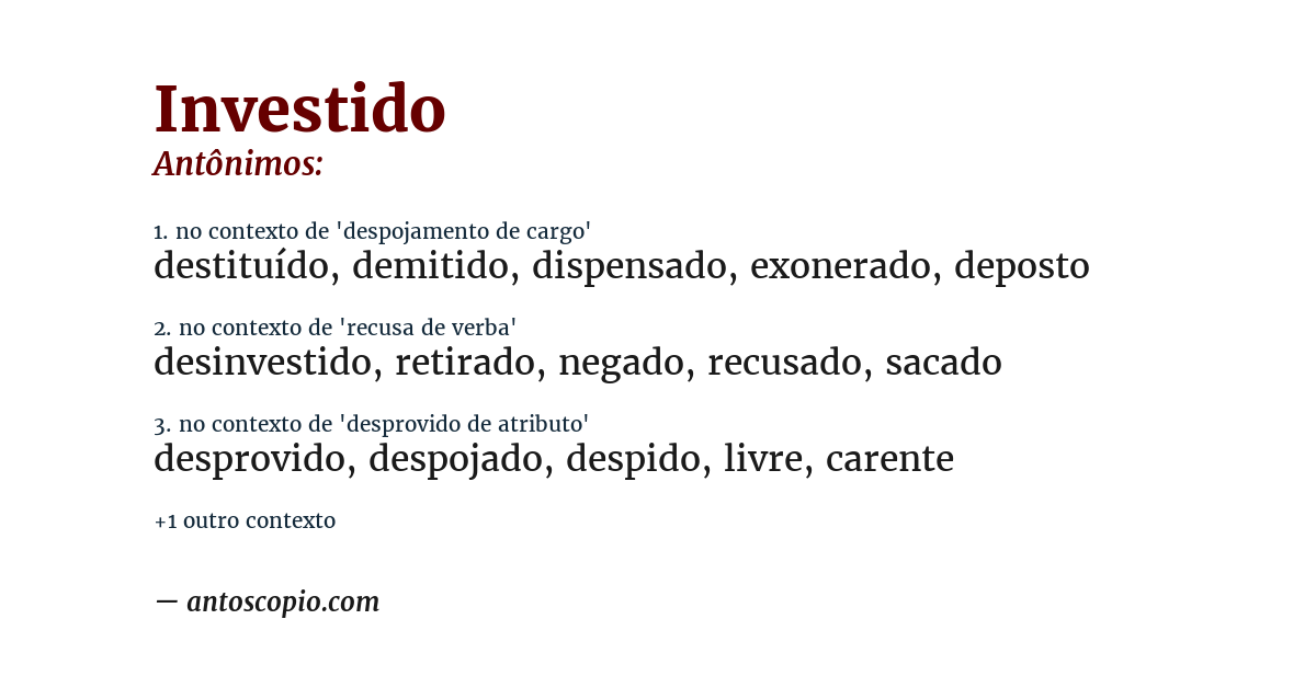 Antônimo de investido
