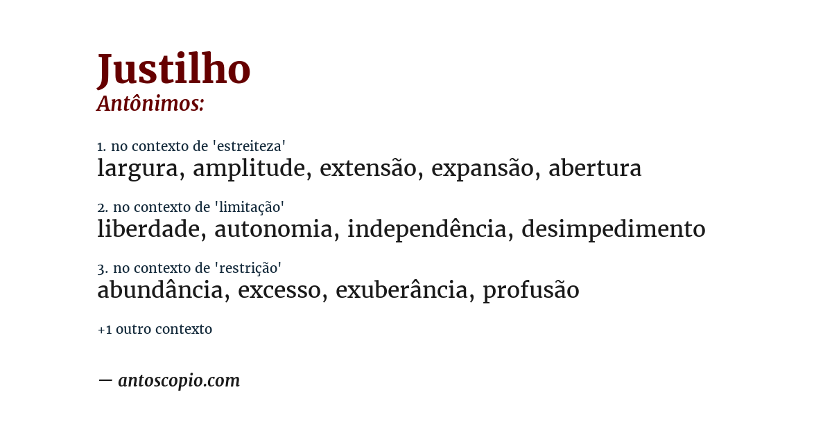 Antônimo de justilho