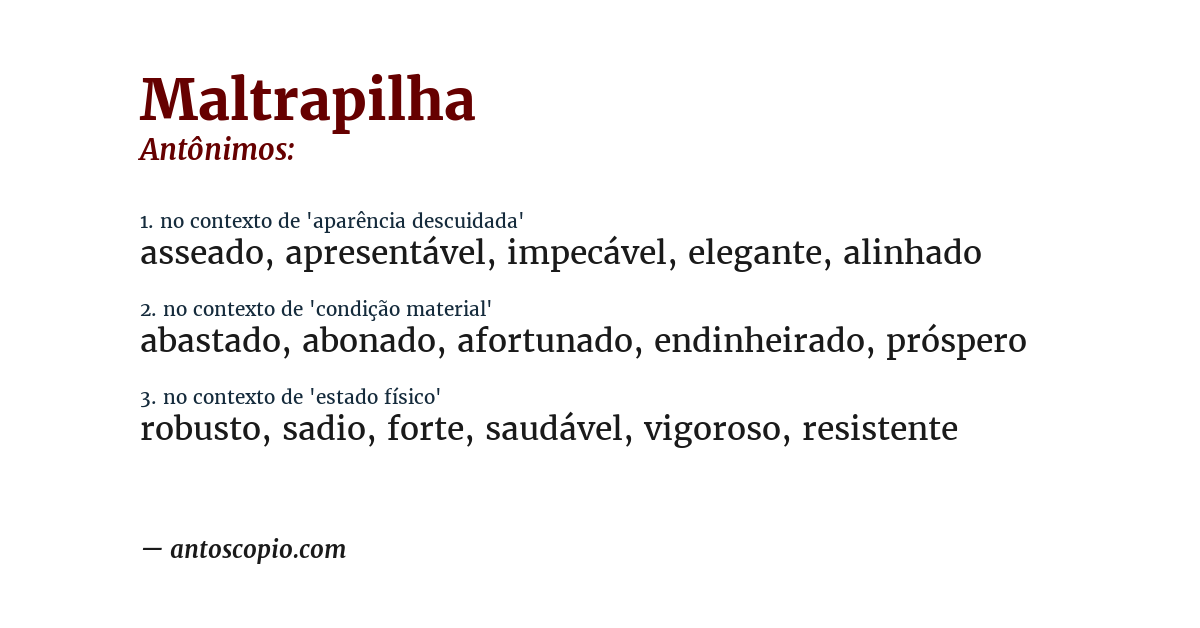 Antônimo de maltrapilha