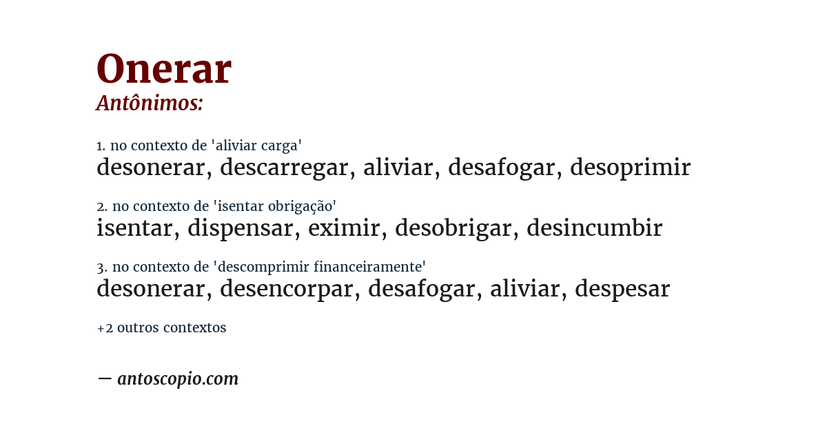 Antônimo de onerar