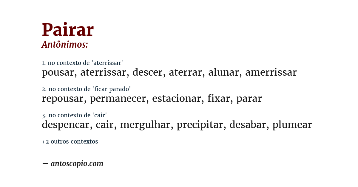 Antônimo de pairar