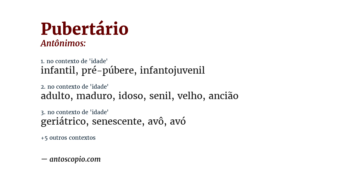 Antônimo de pubertário