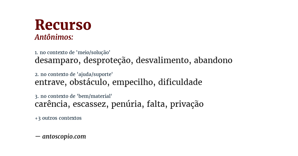 Antônimo de recurso